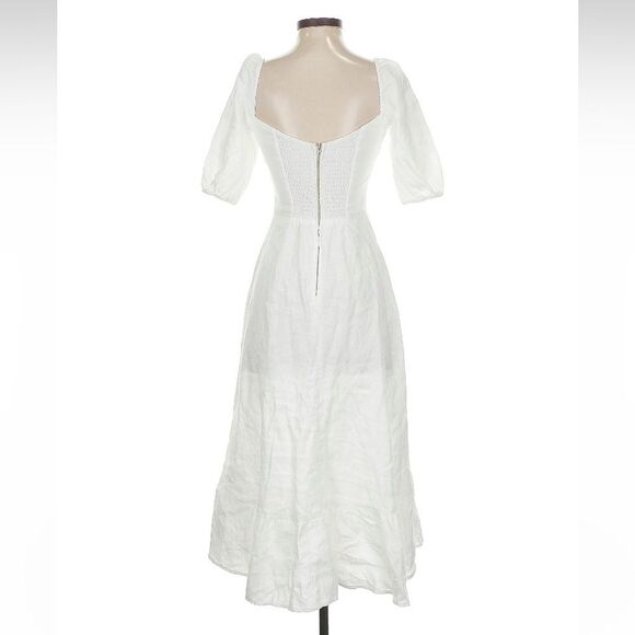 Reformation Belgium Linen Midi Dress 2 White Classic French Causal Wedding Chic - Picture 4 of 15